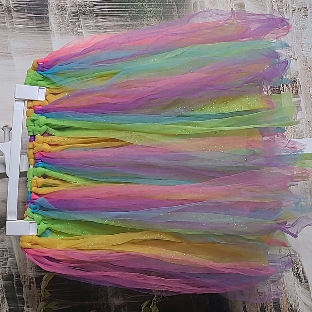 Colorful stretchy sparkly tulle tutu Play Dress Up Costume Rainbow Skirt